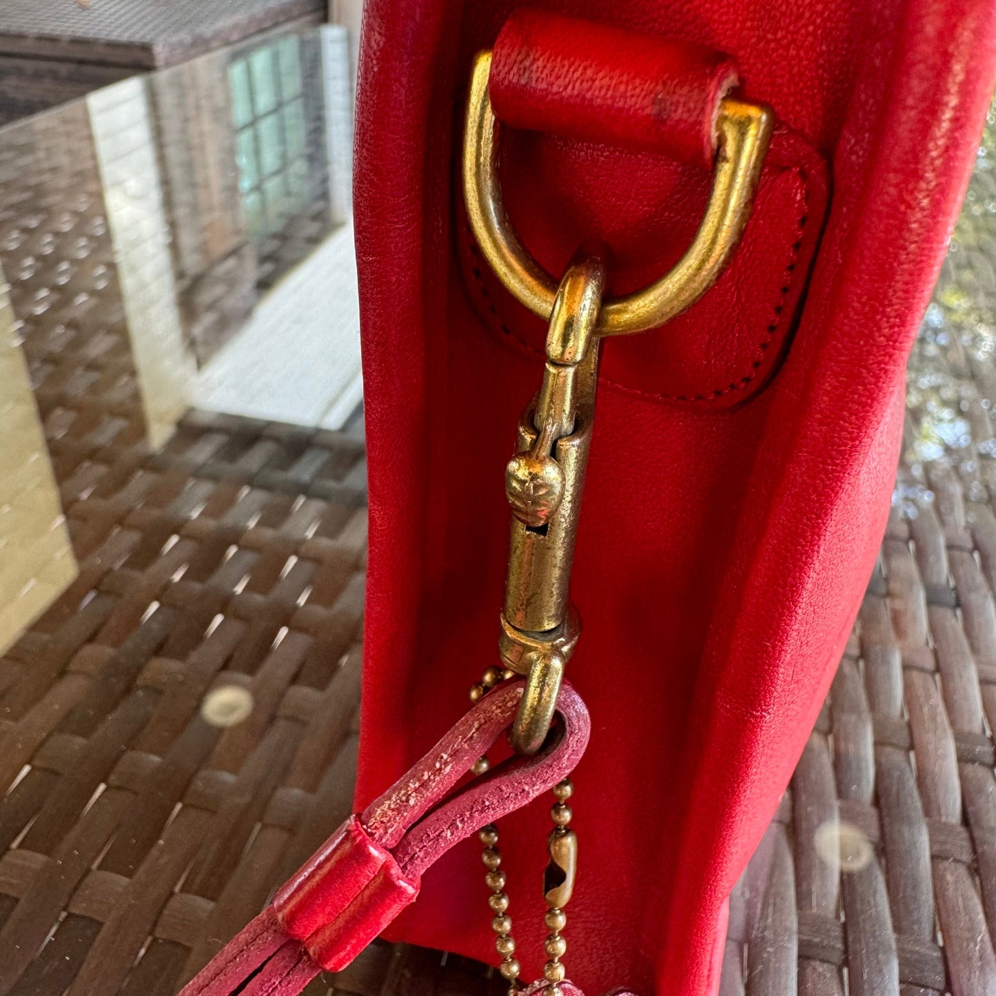 Vintage Coach Red Zippered Clutch 9455