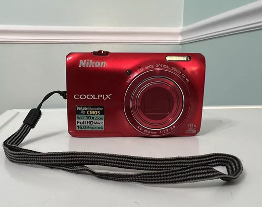 Nikon Coolpix S6300 Red 16 0Mp 10X Optical Zoom Vintage Compact Digital Camera Ox