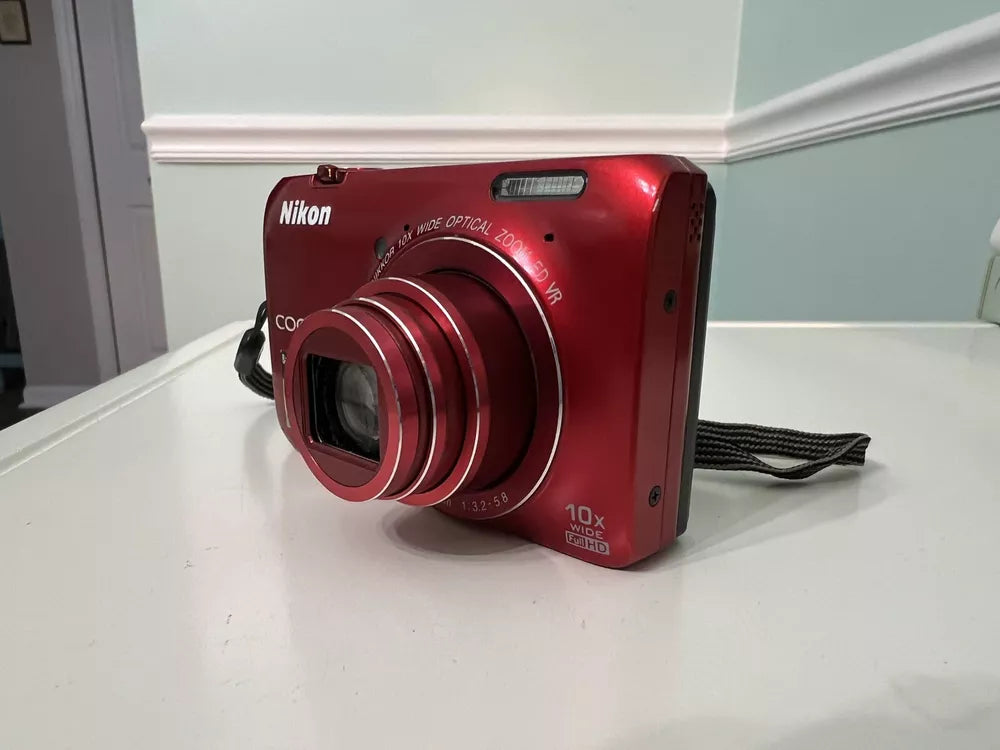 Nikon Coolpix S6300 Red 16 0Mp 10X Optical Zoom Vintage Compact Digital Camera Ox