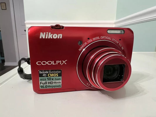 Nikon Coolpix S6300 Red 16 0Mp 10X Optical Zoom Vintage Compact Digital Camera Ox