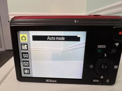 Nikon Coolpix S6300 Red 16 0Mp 10X Optical Zoom Vintage Compact Digital Camera Ox