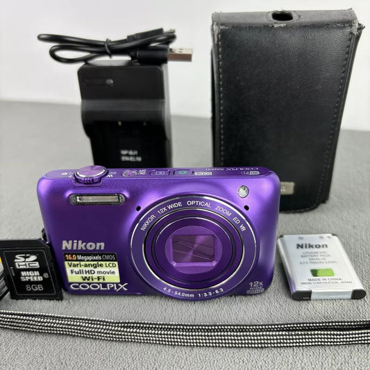 Nikon Coolpix S6600 Rare Purple Compact Digital Camera 16 0Mp 12X Zoom Set Jy