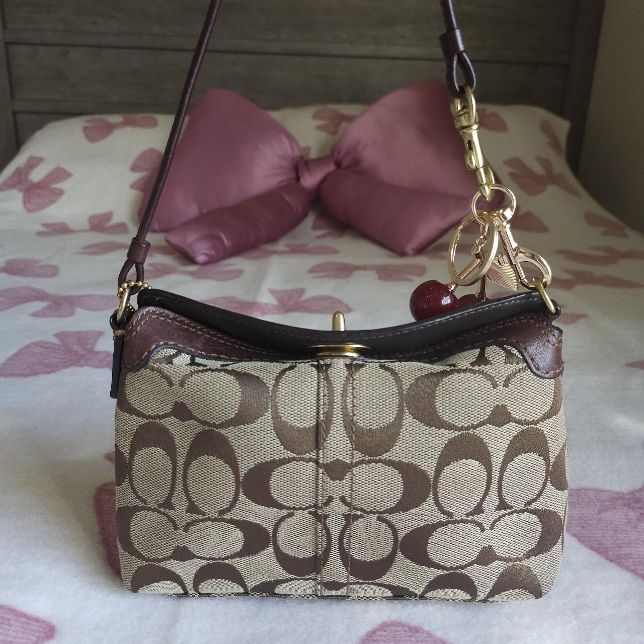 Bundle Of 2 Vintage Coach Y2K Brown Black Gold Hardware Signature Cs Mini Bag Shoulder Purse