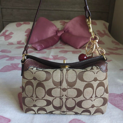 Bundle Of 2 Vintage Coach Y2K Brown Black Gold Hardware Signature Cs Mini Bag Shoulder Purse