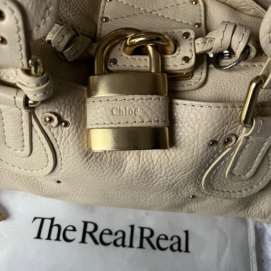 Authentic Cream Chloe Paddington Bag With Gold Hardware
