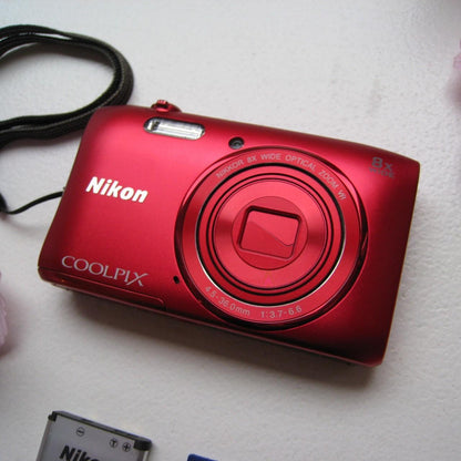 Red Nikon Coolpix S3600 Digital Camera Df