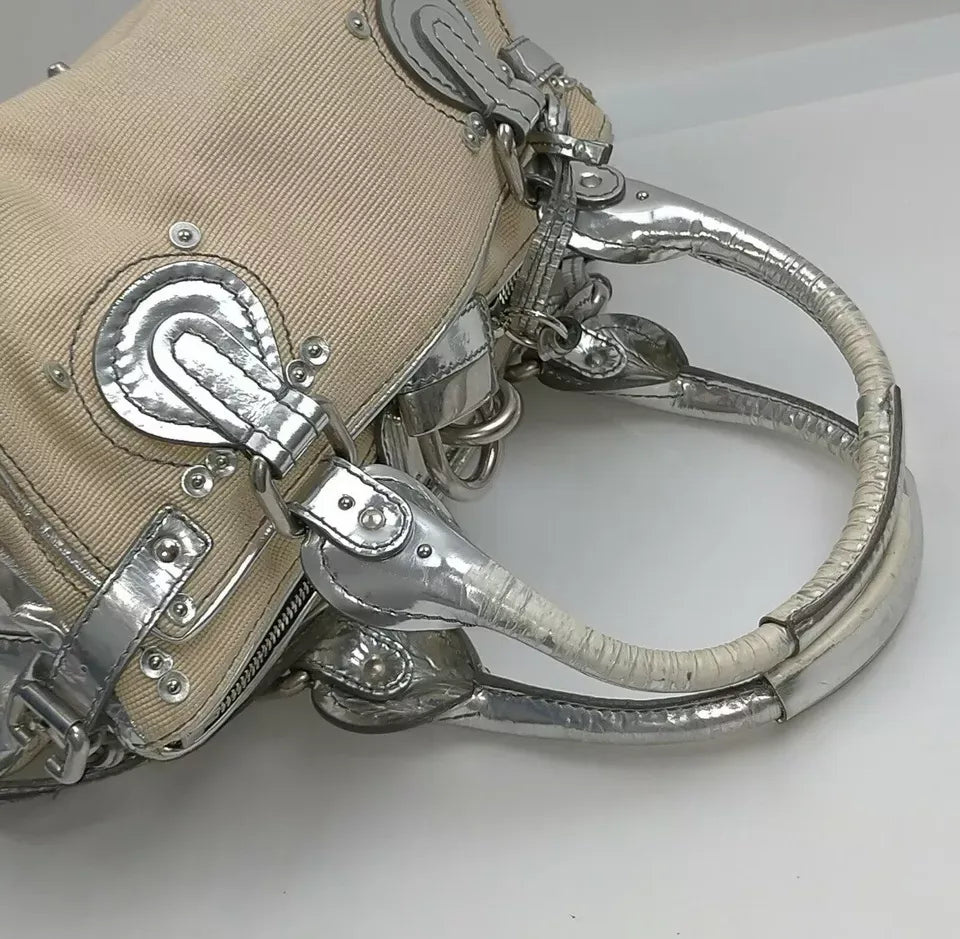 Authentic CHLOE Calfskin Medium Paddington Satchel Off White Ivory Handbag